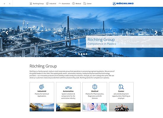 Clear Design: The Homepage of the new Röchling Group website.